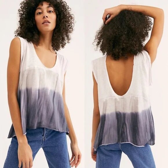 Free People Paradise Dip-Dye Tee In Lilac NWT Size XS Boho Bohemian Hippie - Picture 1 of 8